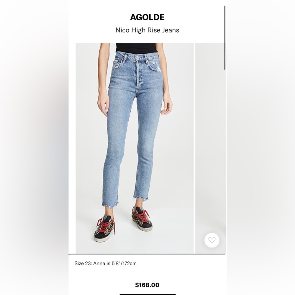 AGOLDE Nico High Rise Light Wash Distressed Slim Leg Jeans